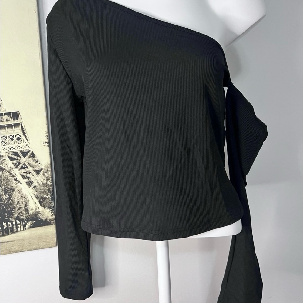 SHEIN Black One-Shoulder Long Sleeve Top - Picture 3 of 7